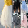 2022 Newest Hot Women's Tulle Skirt Elastic High Waist Underskirt Ballet Irregular Pleated Maxi Skirt Sheer Tutu Tulle Skirts ► Photo 2/6