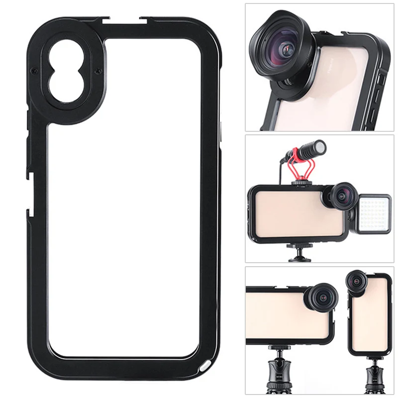

Aluminum Rig Cage Handheld Phone Stabilizer with Cold Shoe Mounts for iPhone XS/XS Max AS99