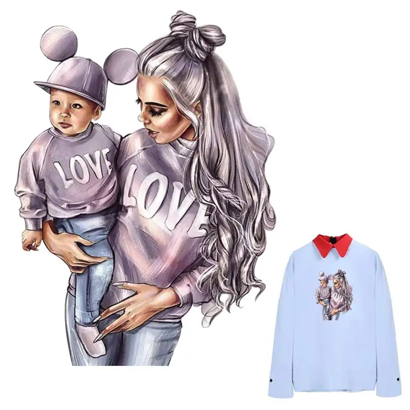 Наклейки для одежды с надписью Mom Love Baby | Дом и сад