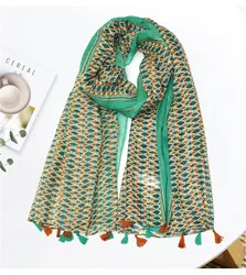 lady Spain Fashion Geometric Paisley Plaid Viscose Shawl Lady High Quality Print Wrap Pashmina Stole Bufanda Muslim Hijab Snood