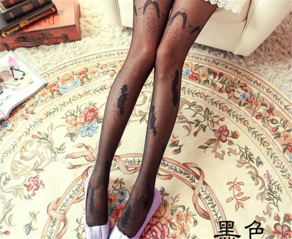 color 3 Женские Лолита Роза плотные кружевные колготки сексуальные прозрачные чулки B676 - Цвет: color 3
