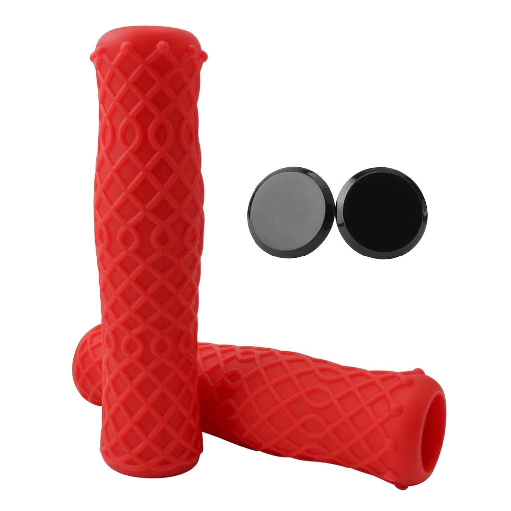 1 пара силиконовых чехлов для руля велосипеда MTB с наконечниками - Цвет: Red