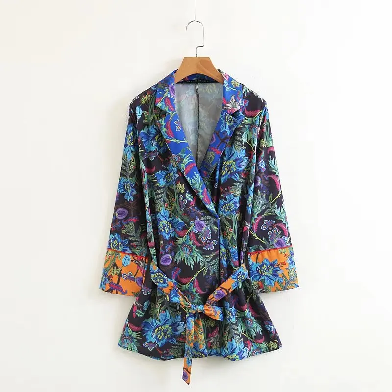 

Supply 2018 New Style Western Style Printed Kimono Top Mid-length Jacket