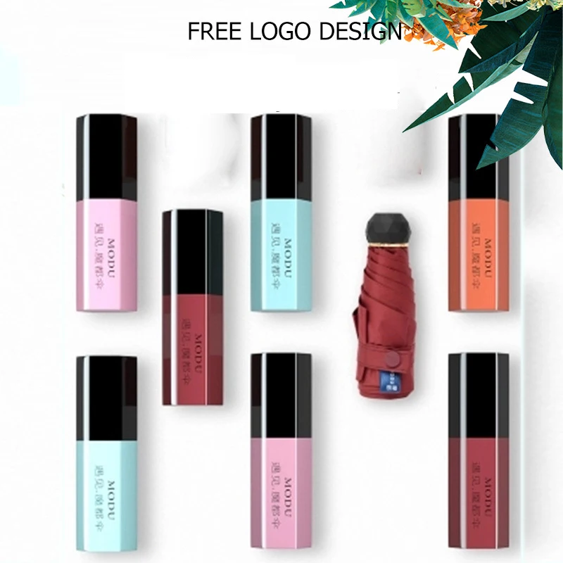 

Mini Lipstick Umbrella Women UV Small Umbrellas 180g Rain Women Waterproof Men Sun Parasol Convenient Girls Travel Parapluie Kid
