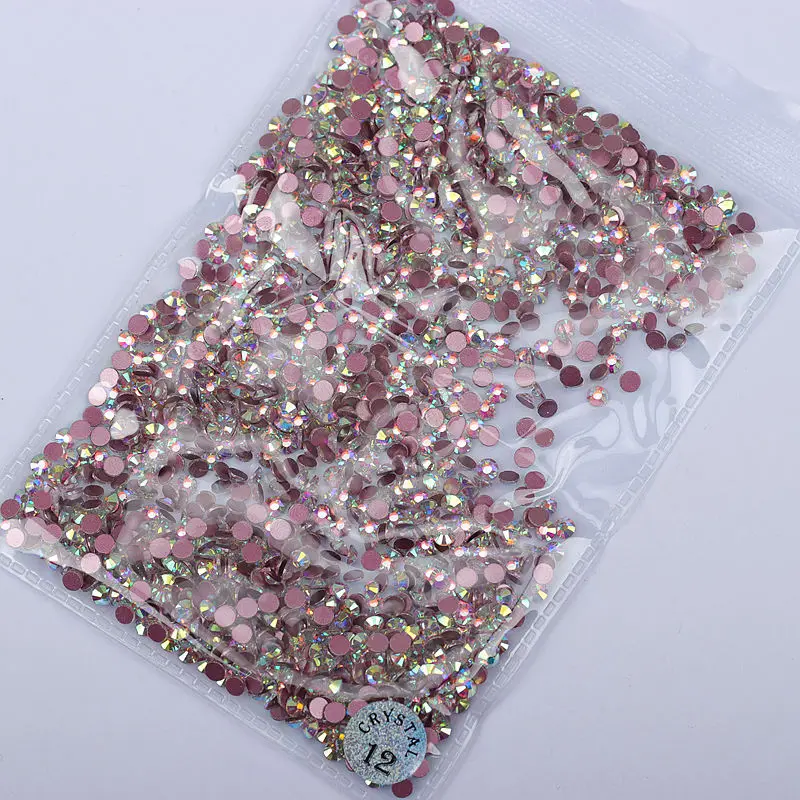AB ss12 3.2mm 1440 pcs ss3-ss20 manicure jewelry hot red bottom drill glass white AB color size mixed flat bottom rhinestone - Цвет: AB ss12 3.2mm