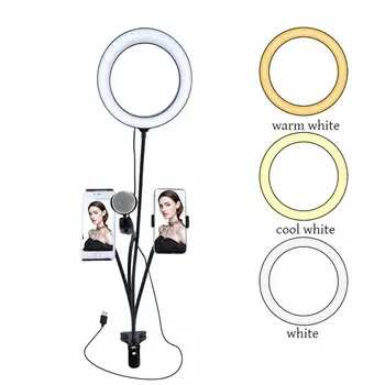 

RV Camper Selfie Flash Ring Light Mobile Phone Holder 24LEDs Camera Long Arm USB Clip On Car Motorhome Van Styling Accessories