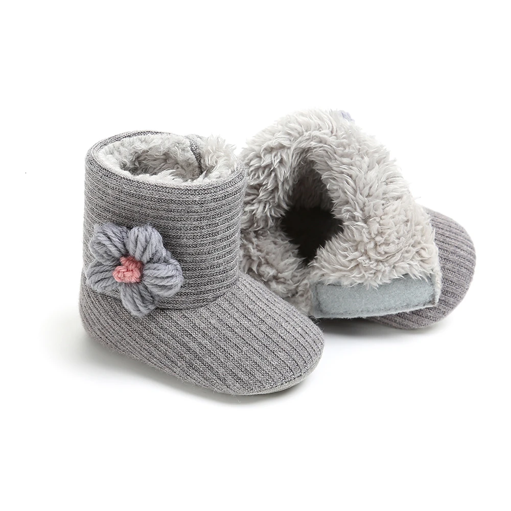 Детская зимняя обувь из толстого хлопка для маленьких девочек; однотонные зимние теплые ботинки для маленьких девочек; обувь с мягкой флисовой подошвой для новорожденных и малышей 0-18 месяцев