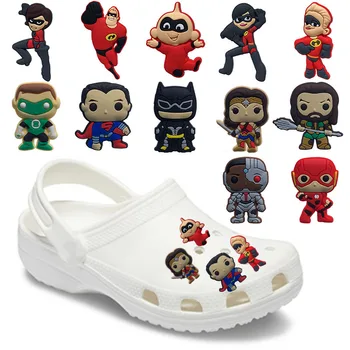 

6-20pcs/lot Super Hero Incredibles Dash Jack Parr PVC Shoe Charms Accessories Decoration JIBZ for Croc Charms Bracelet Kids Gift