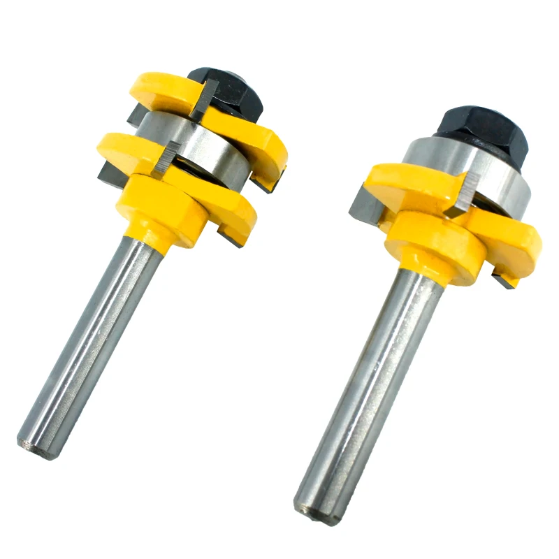 LAVIE 2pcs 8mm Shank Joint Assemble Router Bits Tongue & Groove T-Slot Milling Cutter for Wood Woodwork Cutting Tools MC02121