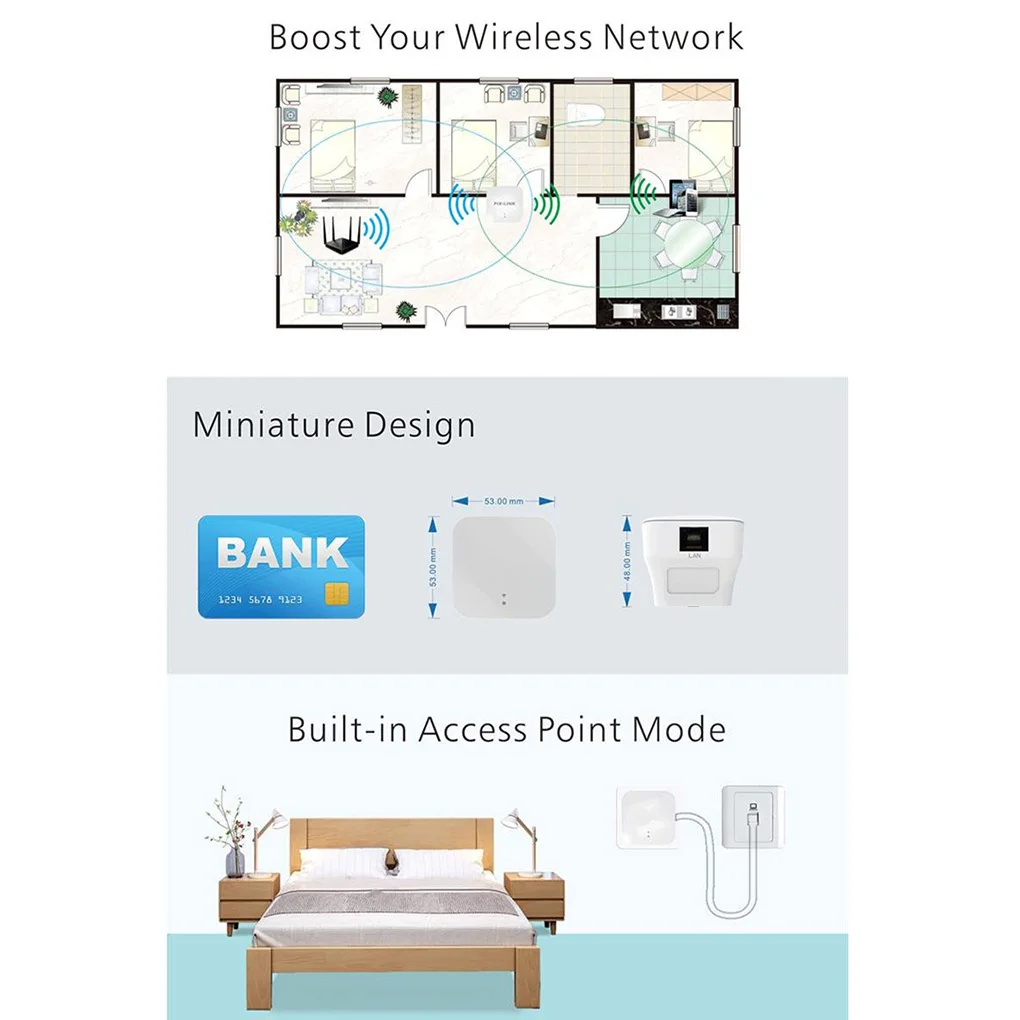Wi Fi ретранслятор Беспроводной 300 Мбит/с|Усилители сигнала| |