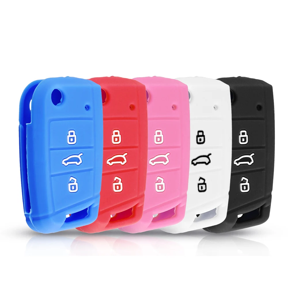 KEYYOU 30 шт. силиконовый для ключа автомобиля чехол для Volkswagen VW Polo Golf 7 MK7 для Skoda Octavia combi A7 для SEAT Leon Ibiza
