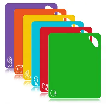 

6 Colores Plastic Kitchen Cutting Board Mat Set Non-slip Cutting Board Dishwasher Safe 6 Pcs/Set For Kitchen Supplies