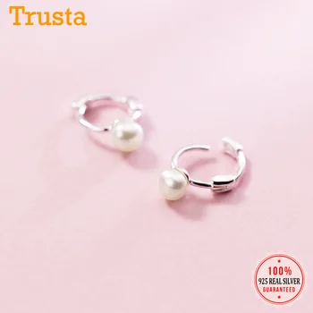 

Trusta 100% 925 Sterling Silver Pearls Geometric Ear Cuff Clip On Earring For Women Girl Piercing Jewelry DS1177