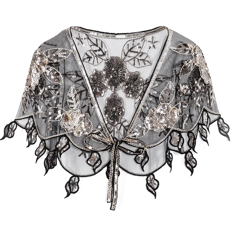 1920s Винтажный стиль накидка украшенная Свадебная шаль Capelet Flapper Болеро покрытие Gatsby Вечерние