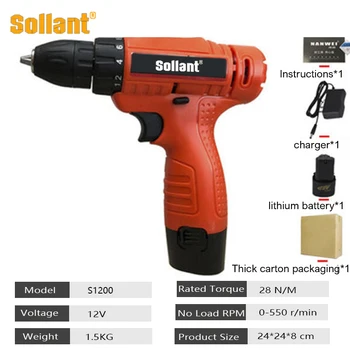 

Sollant 12V Single Speed Cordless Drill Electric Screwdriver Mini Wireless Power Driver DC Lithium-Ion Battery 3/8-In