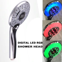 Цифровой светодиодный душ с 3-цветным контролем температуры светодиодный ручной светодиодный светильник 3 режима распыления RGB светодиодный душ для ванной