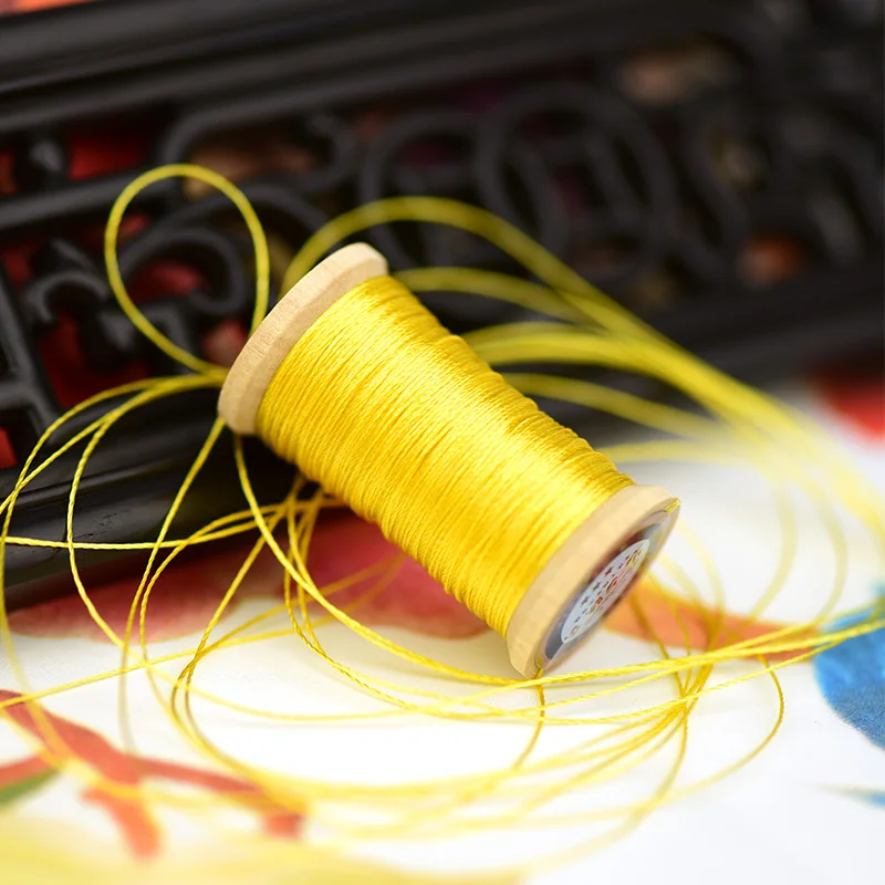 3 Roll Of 0.3mm polyamide fibre line Hand-woven embroidery thread Tassels Line 50M High strength 3 Strands Thread yellow - Цвет: 3