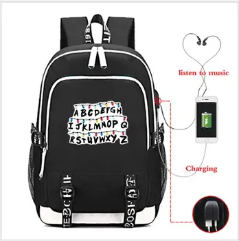 

Fashion Backpack Multifunction USB Charging Stranger Things Travel Canvas Student Backpack For Teenagers Boys Girls School Bag