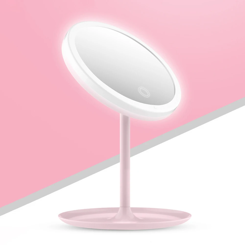 Портативный настольный USB Перезаряжаемые светодиодный освещенные Регулируемый косметическое зеркало для макияжа светодиодный косметическое зеркало для игры в Настольный Ванная комната для путешествий