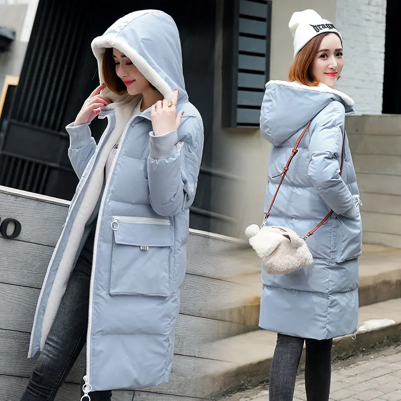 

Winter Cotton-padded Jacket Women's 2019 New Style Large Size Slim Fit Mid-length Cotton-padded Clothes Thick Hooded down Jacket