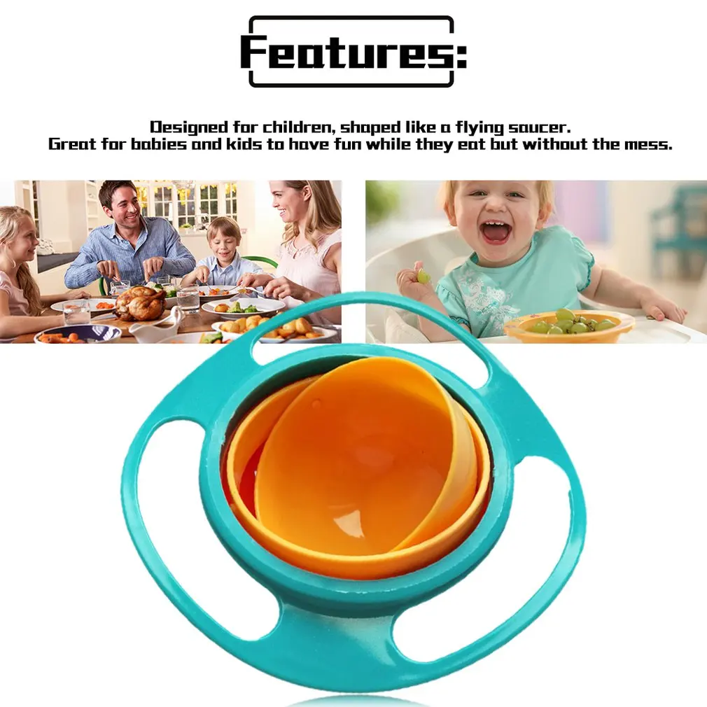Baby Feeding Toy Bowl Dishes Rotate 360 Technology Funny Gift Baby Accesories Baby Learning Training Tableware Safe And Secure