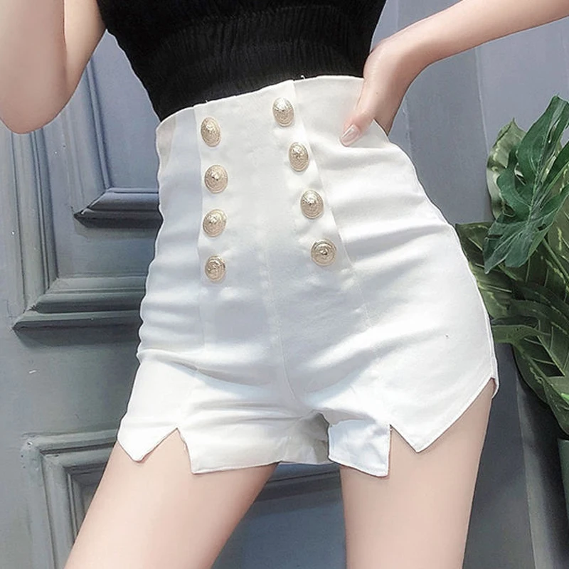 

High Waist Women's Sexy Super Shorts 2020 Summer Fashion Denim Cotton Button Splicing Elastic Ladies Skinny Club Shorts Jeans