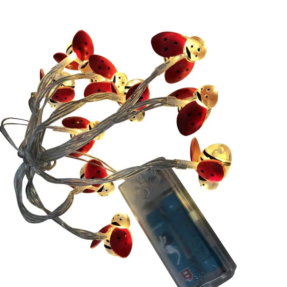 TWISTER.CK LED Indoor String Lights Seven-Star Ladybug Shape Fairy Lamp Children's Room Layout Cute Battery Light