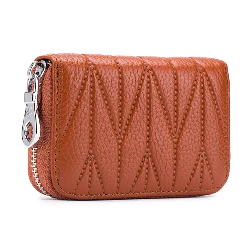 THINKTHENDO RFID Blocking Credit Card Holder PU Leather Wallet Zipper Change Coin Bag for Women - Цвет: BN