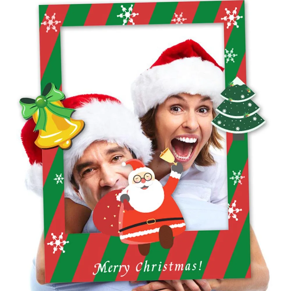 Besegad Забавный DIY мультфильм Merry Christmas Photo Booth Реквизит Рождественская фотография фото фон рамка для селфи Рождественский Декор Игрушка