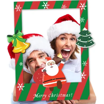 

Besegad Funny DIY Cartoon Merry Christmas Photo Booth Props Xmas Photography Picture Backdrop Selfie Frame Christmas Decor Toy