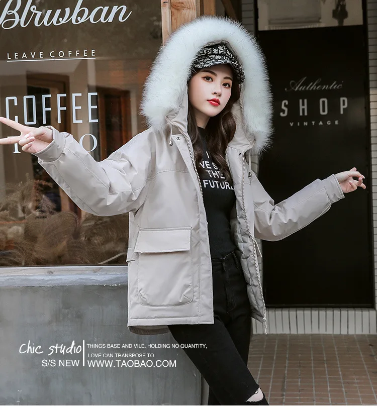 High-End Large Size Cotton Coat WOMEN'S Coat Autumn And Winter New Style Fashion Loose-Fit Slimming-Style Short Hooded Fur