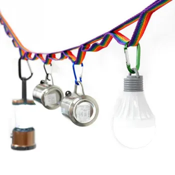 

Multi-functional Camping Hanging rope Colorful Rope Rainbow Tent Cup Hang Lamp Hang Outdoors Clothesline Double-layer Adjustable