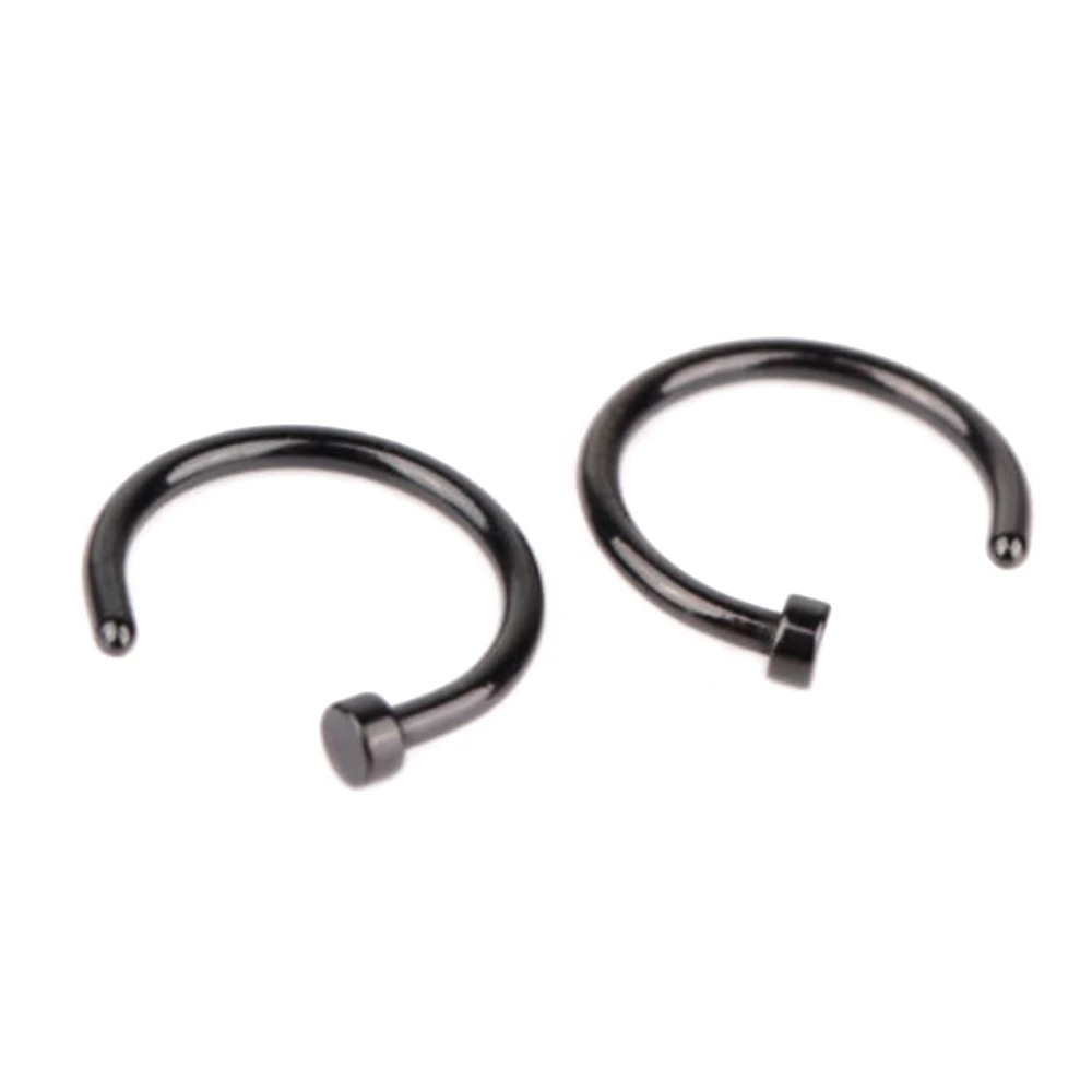 black 10mm Поддельная перегородка из медицинского титана для носа кольцо серебро золото Зажим для тела обруч для женщин перегородка пирсинг клип Ювелирные изделия подарок 1 пара - Окраска металла: black 10mm