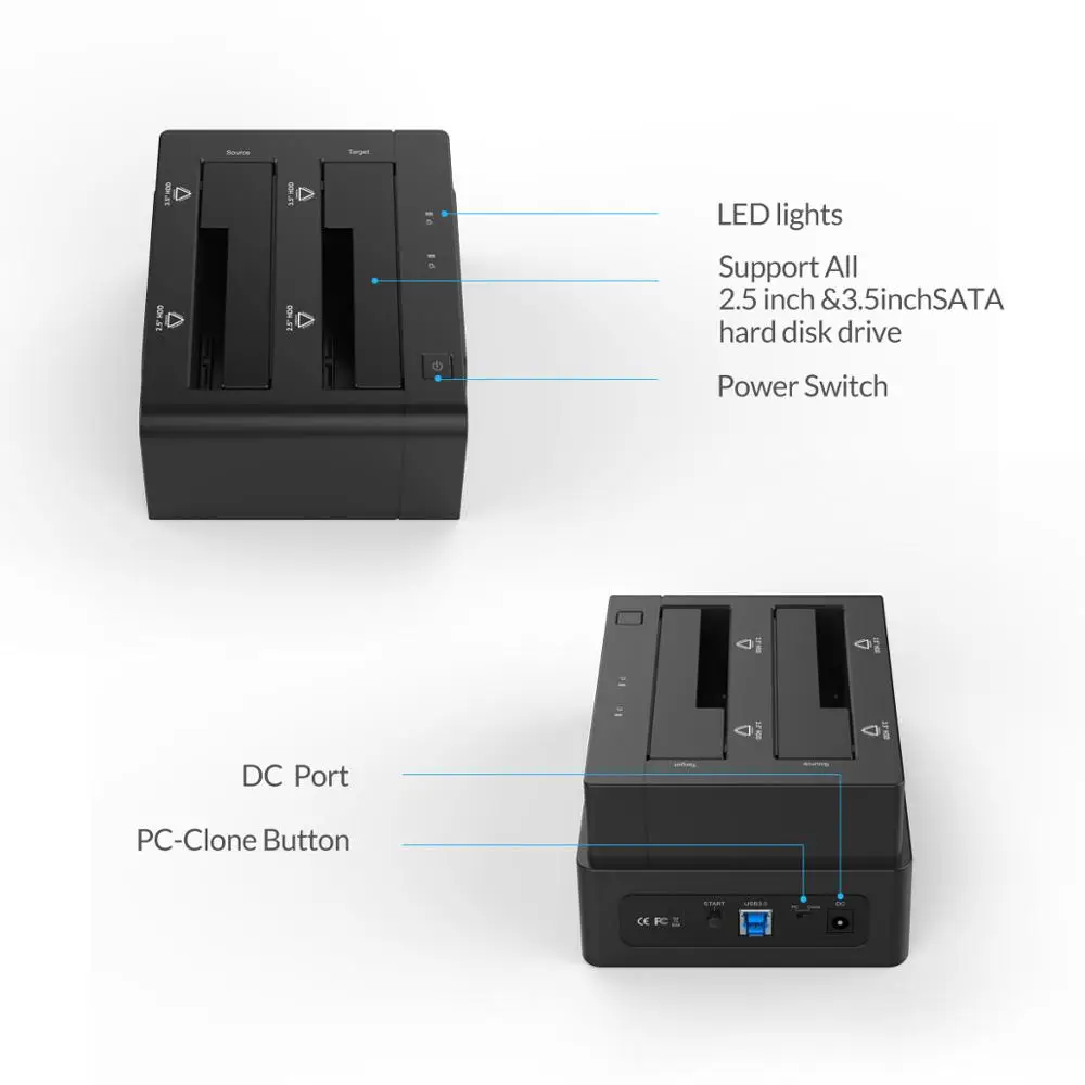 ORICO Clone Dual Bay 2 5 3 дюйма SATA к USB 0 внешняя док станция для жесткого диска UASP до 20 ТБ Plug