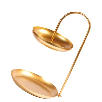 

Creative Double Layers Rack Display Stand Dessert Candy Snack Storage Tray Iron Craft Jewelry Display Stand (Golden)