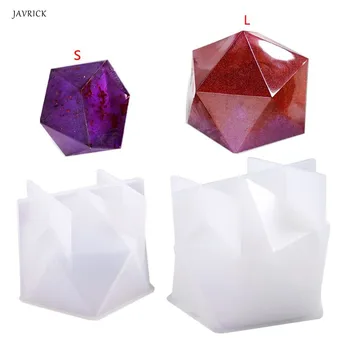 

New Crystal Epoxy Mold Desktop Table Decoration Jewelry Large Multi-faceted High Mirror Resin Silicone Mould