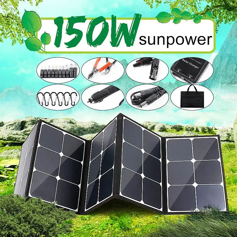 

Foldble Solar Panel 150W 12V Flexible Sun Power Dual USB Portable Solar Cell Set For Boats/Out-door Camping/Car/rv/Phone ect