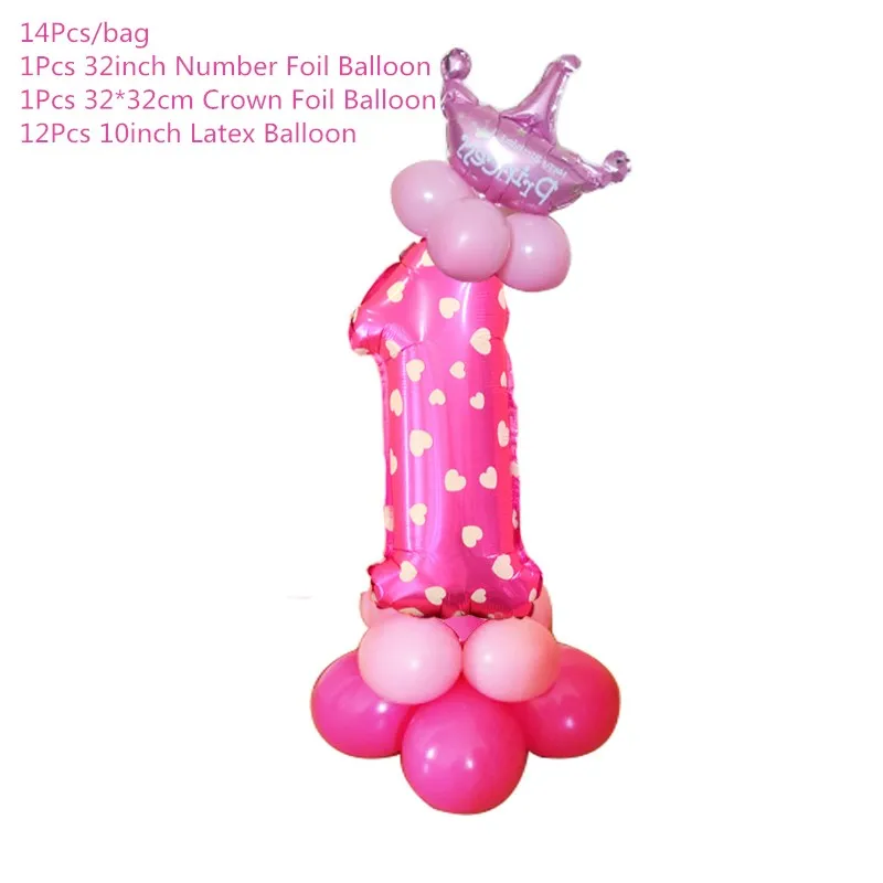 14Pcs Chicinlife Wild One баннер фольги шары кекс Топпер День Рождения Декор Пол раскрыть мальчик девочка 1 день рождения поставки - Цвет: 14Pcs