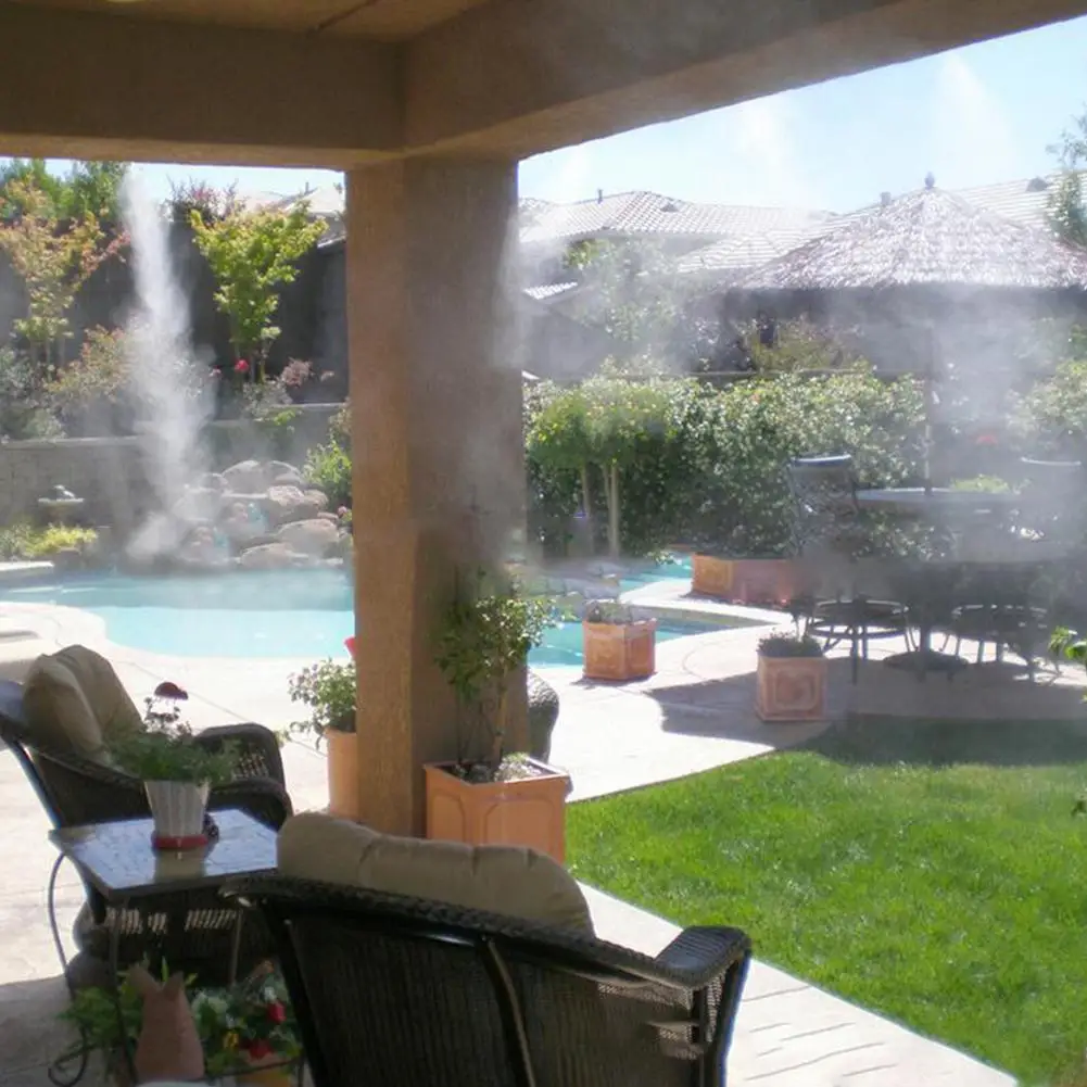 TWISTER.CK 8M Outdoor Misting Cooling System 9 Spray Nozzles+Brass Adapter(3/4) for Courtyard Trampoline
