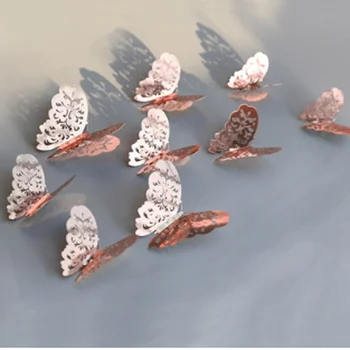 

12Pcs/lot 3D Hollow Golden Silver Butterfly Wall Sticker Art Home Decorations Wall Decals for Party Wedding Display Butterflies