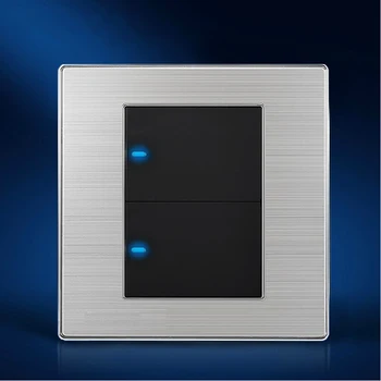 

Free Shipping Luxury Wall Light Switch Panel 2 Gang 1 Way Champagne/Black Push Button LED Switch 10A 110~250V 220V