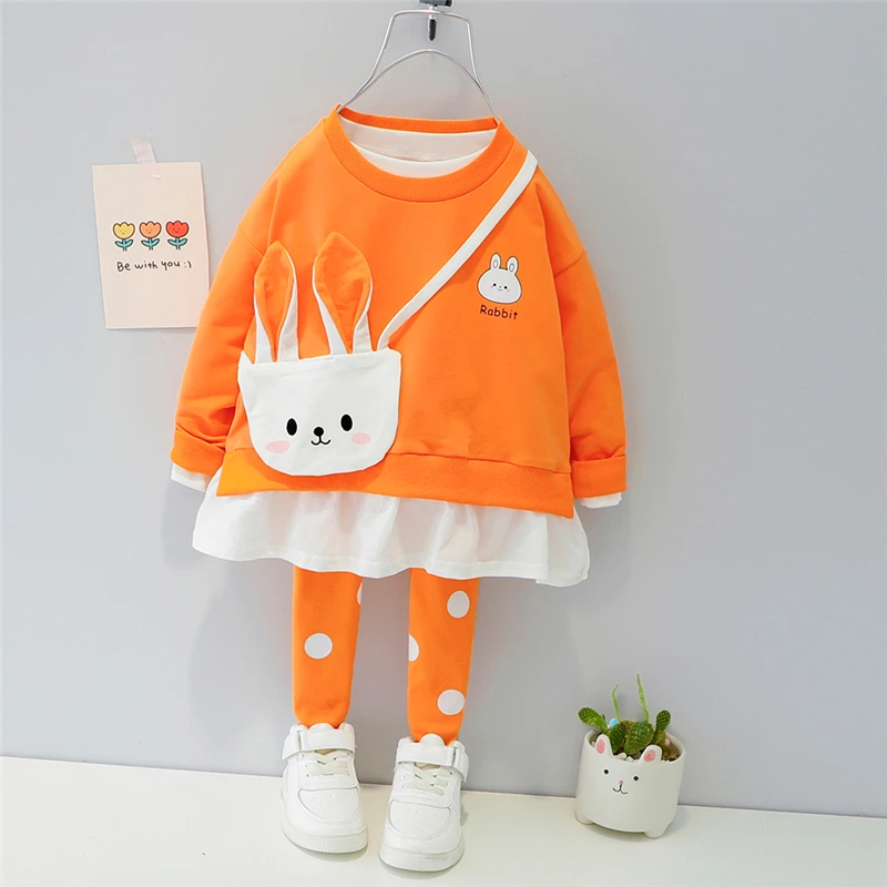 Baby Girls Clothing Sets Spring Autumn Children Cartoon Rabbit T Shirt Pants Toddler Infant Outdoor Kids Vacation Outfit kids clothing set,girls clothing set