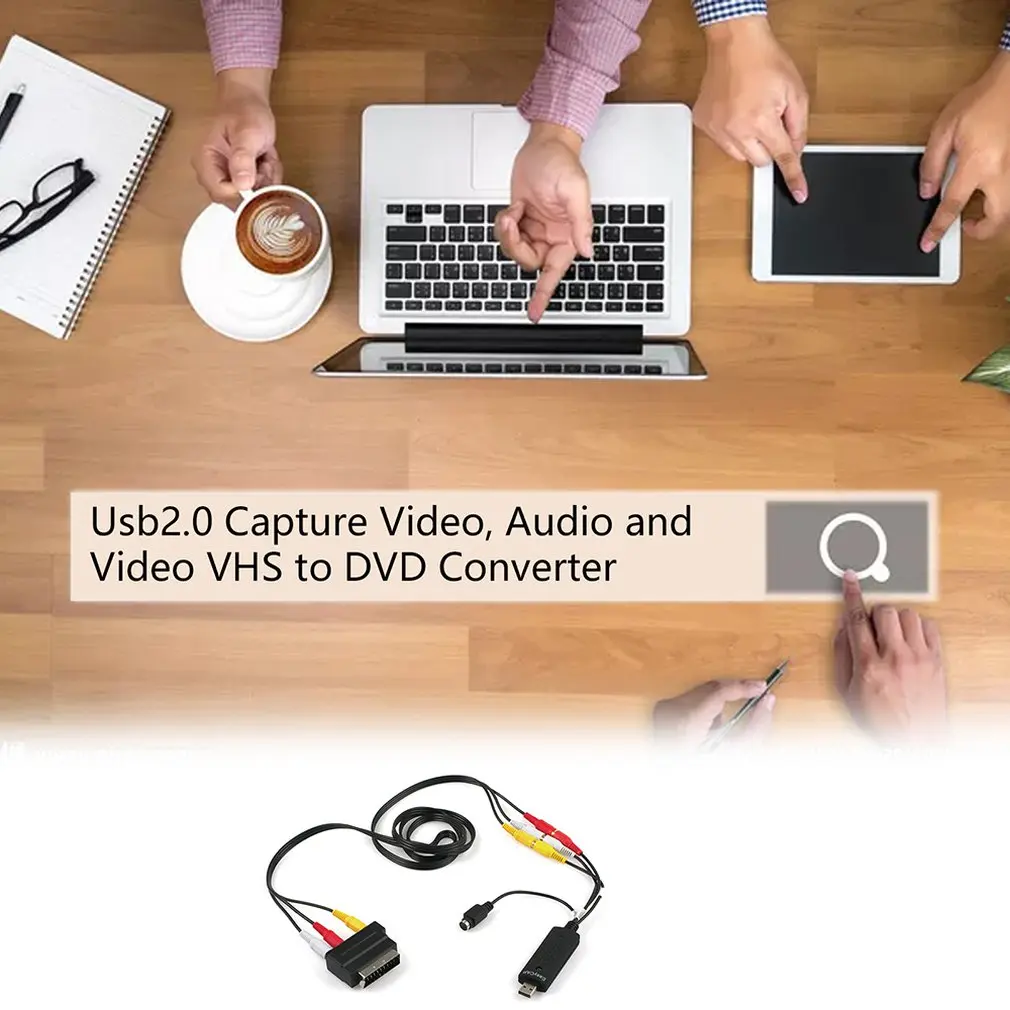 Практичный USB 2,0 конвертер VHS в DVD Аудио Видео Захват комплект Scart Rca кабель для Win10 высокая производительность