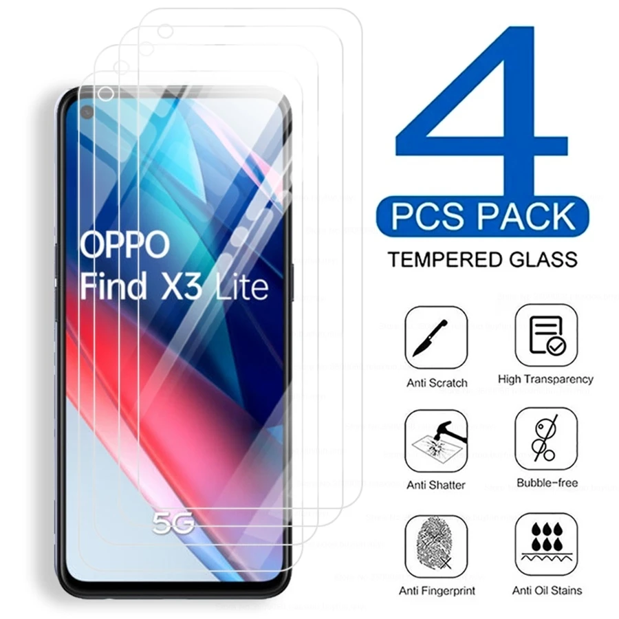 4pcs full cover tempered glass for oppo appo findx3lite findx3 lite x3lite x 3 light screen protector toughened protective film | Мобильные