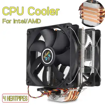 

CPU Cooler 4 Heatpipe 3Pin 12cm CPU Cooling Fan Cooler Computer PC Dual Quiet Fan Radiator for LGA 775/115X/1366 AMD Motherboard