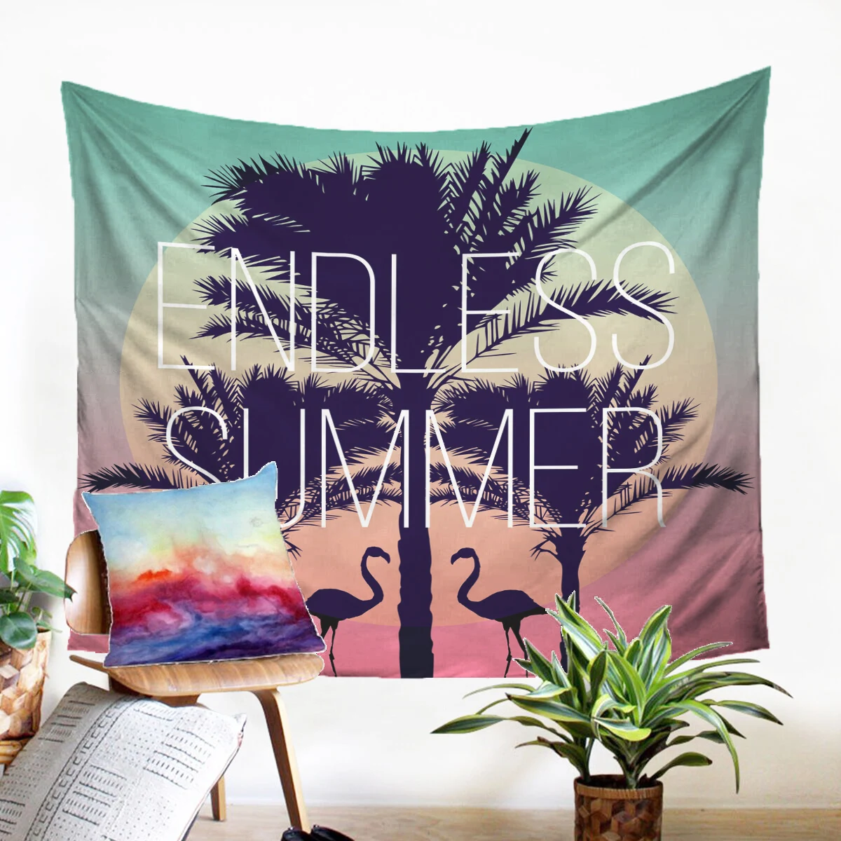 

A Tropical Plants Tapestry Wall Hanging Sandy Beach Picnic Rug Camping Tent Sleeping Pad Home Decor Bedspread Sheet Wall Cloth