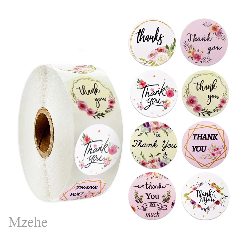 50-500pcs 1inch kraft paper Handmade Stickers Gift Sealing Sticker Festival Birthday Party Decorations Labels Thank you Stickers