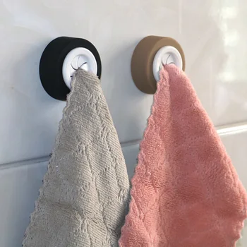 

6PCS Self-adhesive Round Rag Tea Hand Towels Hooks Wall Mount Holder for Home Kitchen Bathrooms Mixed Colors