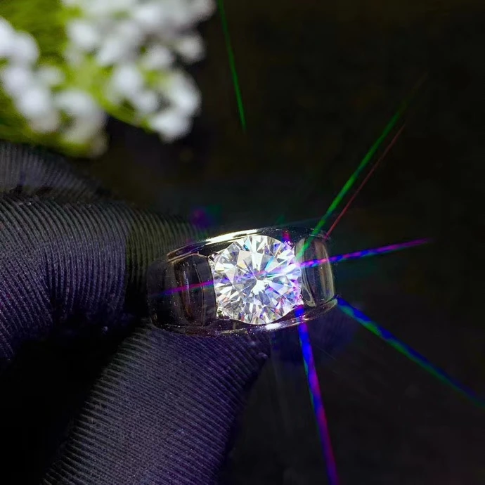 Moissanite мужские кольца 0.5c1ct 2ct 3ct VVS отличный блеск обручальные кольца серебро 925 пробы ювелирные украшения#678