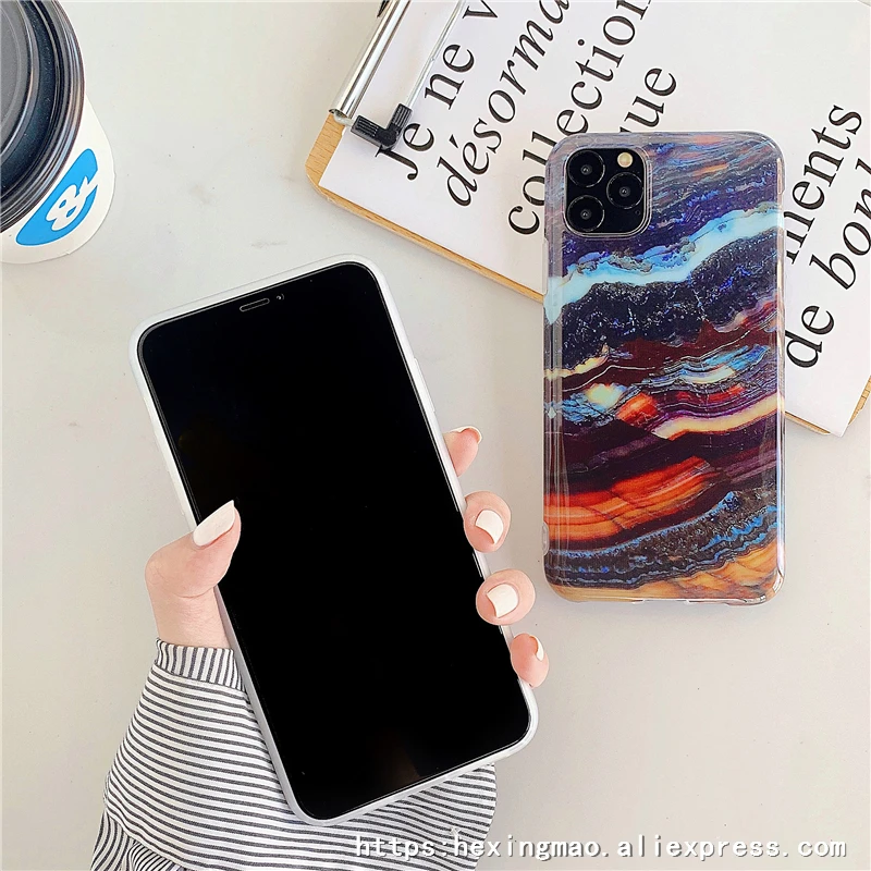 Модный Цветной мраморный чехол для телефона для iphone 11promax XR XAMAX чехол для iphone 6 7 8 Plus геометрический комбинированный чехол s с кольцом
